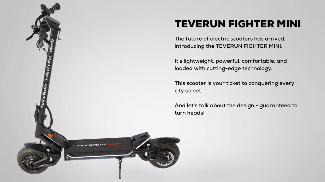 Teverun, Blade Fighter Mini Eco, Trottinette Électrique (52 Volts) (15,6Ah) (2x1000 Watts) (2x1600 Watts/Peak) (3200 Watts/Peak Total)
