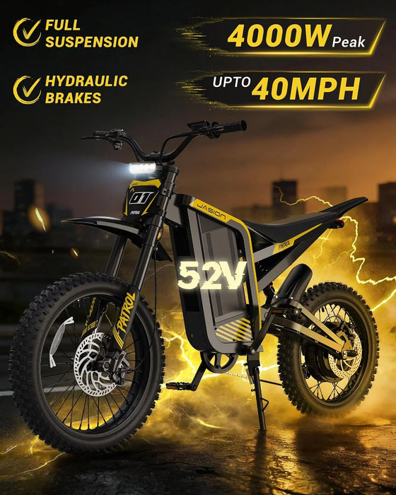 Jasion, Patrol 52, Vélo Électrique (52 Volts) (30Ah) (3000 Watts) (4000 Watts Crête)