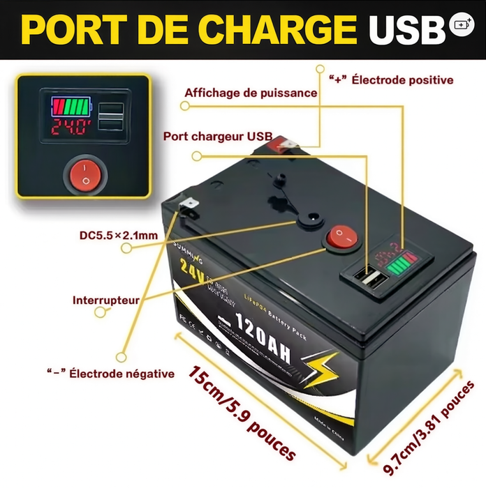 Ensemble de Mise à Niveau de Voiture pour Enfant, Batterie (24 Volts) (12Ah) (Grade A) au Lithium avec Chargeur et Adapteurs