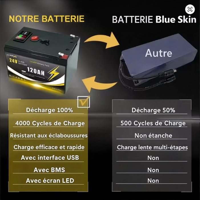 Ensemble de Mise à Niveau de Voiture pour Enfant, Batterie (24 Volts) (12Ah) (Grade A) au Lithium avec Chargeur et Adapteurs