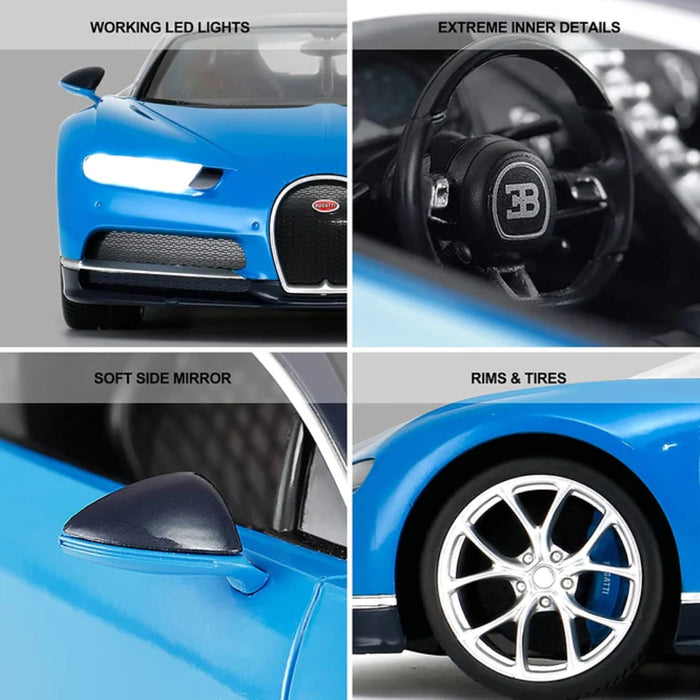 Bugatti Chiron, Voiture Téléguidée, Échelle 1/14 sous Licence avec Phares fonctionnels