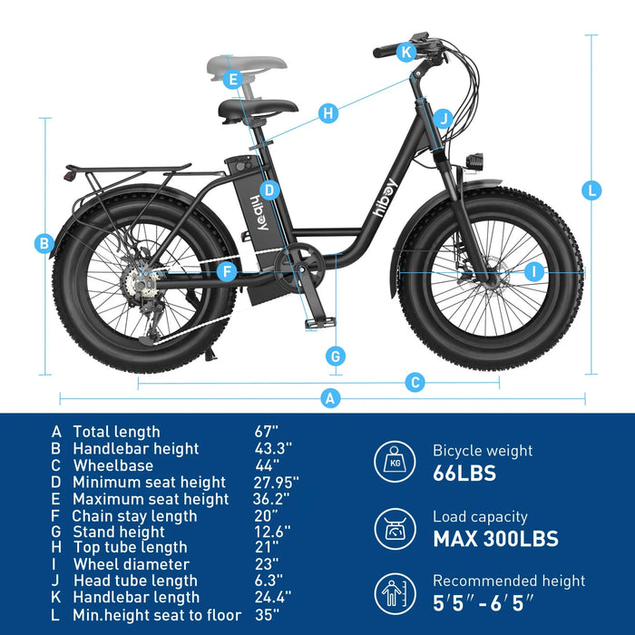 HiBoy, EX6 Fat Tire, Vélo Électrique (48 Volts) (14,5Ah) (500 Watts)