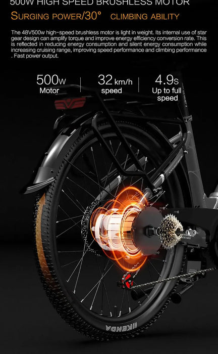 EZWheel, ES 500 Pro, Vélo Électrique (48 Volts) (16Ah) (500 Watts)