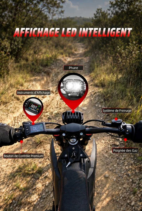 Valtinsu, EM5 Pro, Motocross Électrique (60 Volts) (27Ah) (2500 Watts) (5600 Watts Crête)