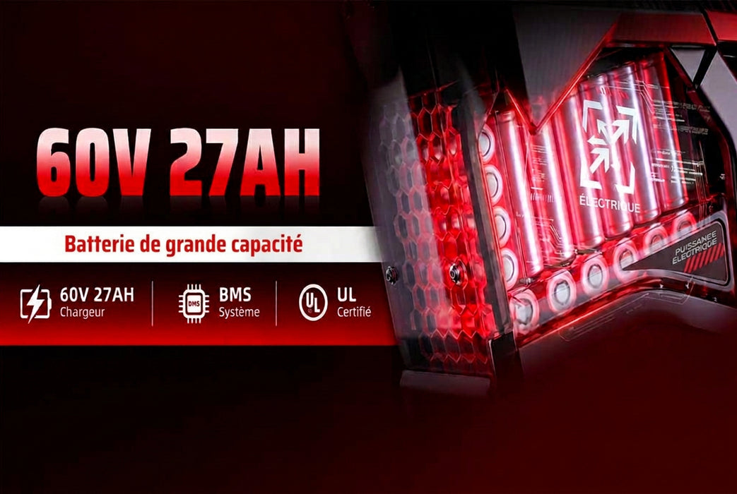 Valtinsu, EM5 Pro, Motocross Électrique (60 Volts) (27Ah) (2500 Watts) (5600 Watts Crête)
