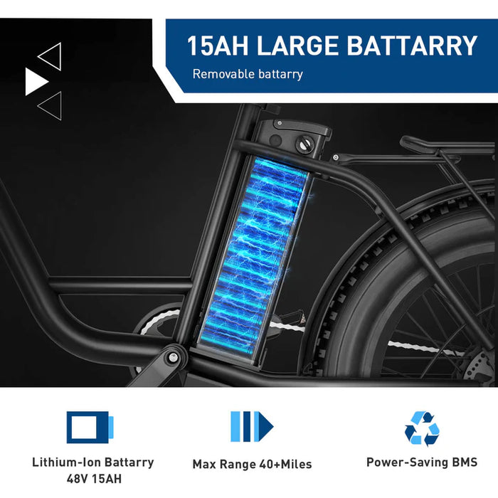 HiBoy, EX6 Fat Tire, Vélo Électrique (48 Volts) (14,5Ah) (500 Watts)
