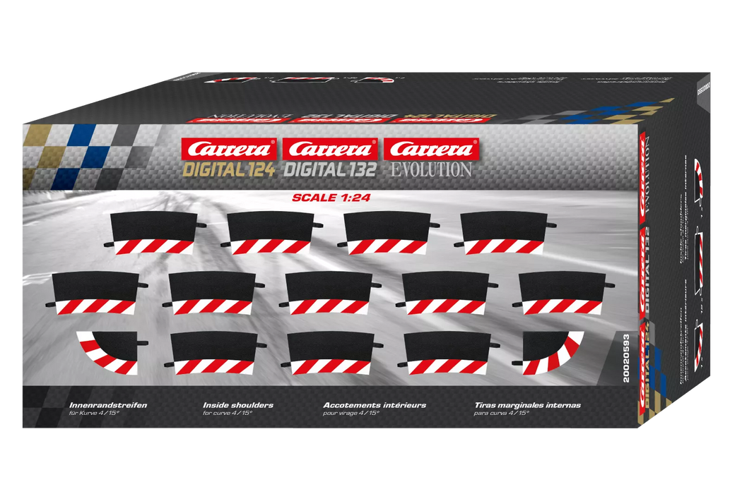 Carrera Digital 124/132/Evolution, Inner Edges for Turns 4/15° (12) 