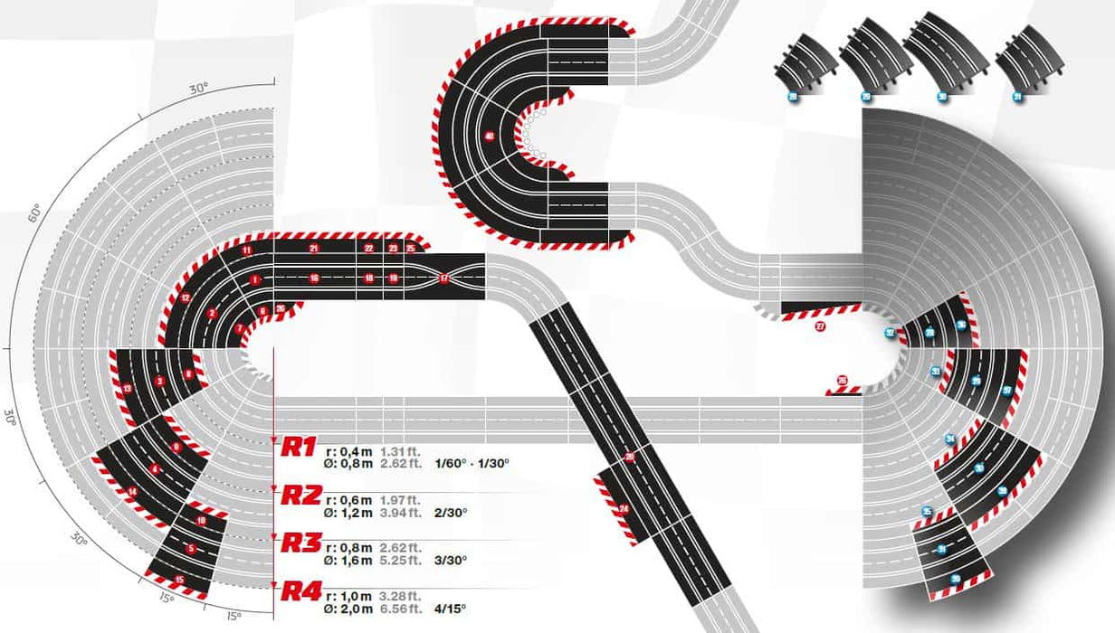 Carrera Digital 124/132/Evolution, Bordures Pour Lignes Droites 1/4 (4)