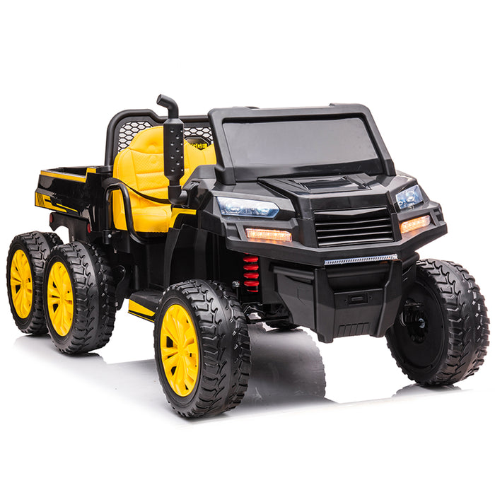 ATV 6X6 noir avec benne basculante, tracteur électrique enfant, 24Volts -  7AH, 4 moteurs