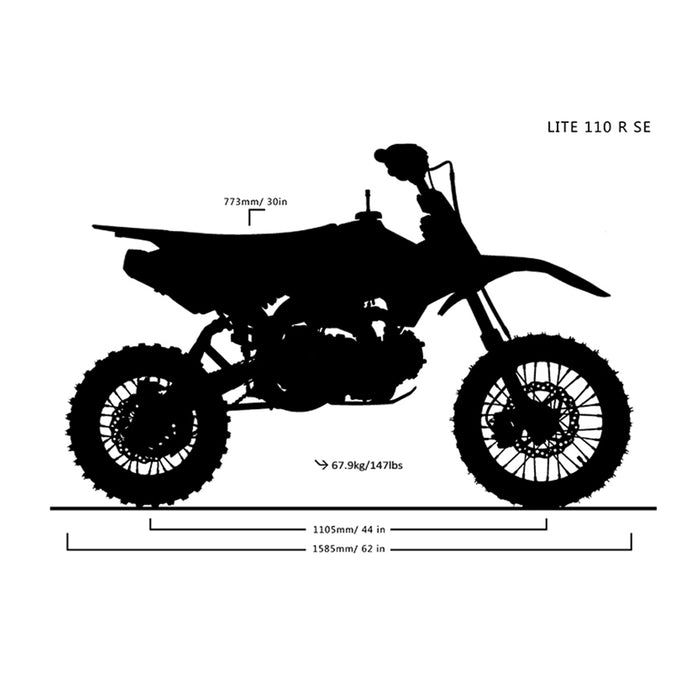 YCF Lite 110 SE Race 2022, Gasoline Motocross (4-Stroke) (110cc) Semi-Automatic